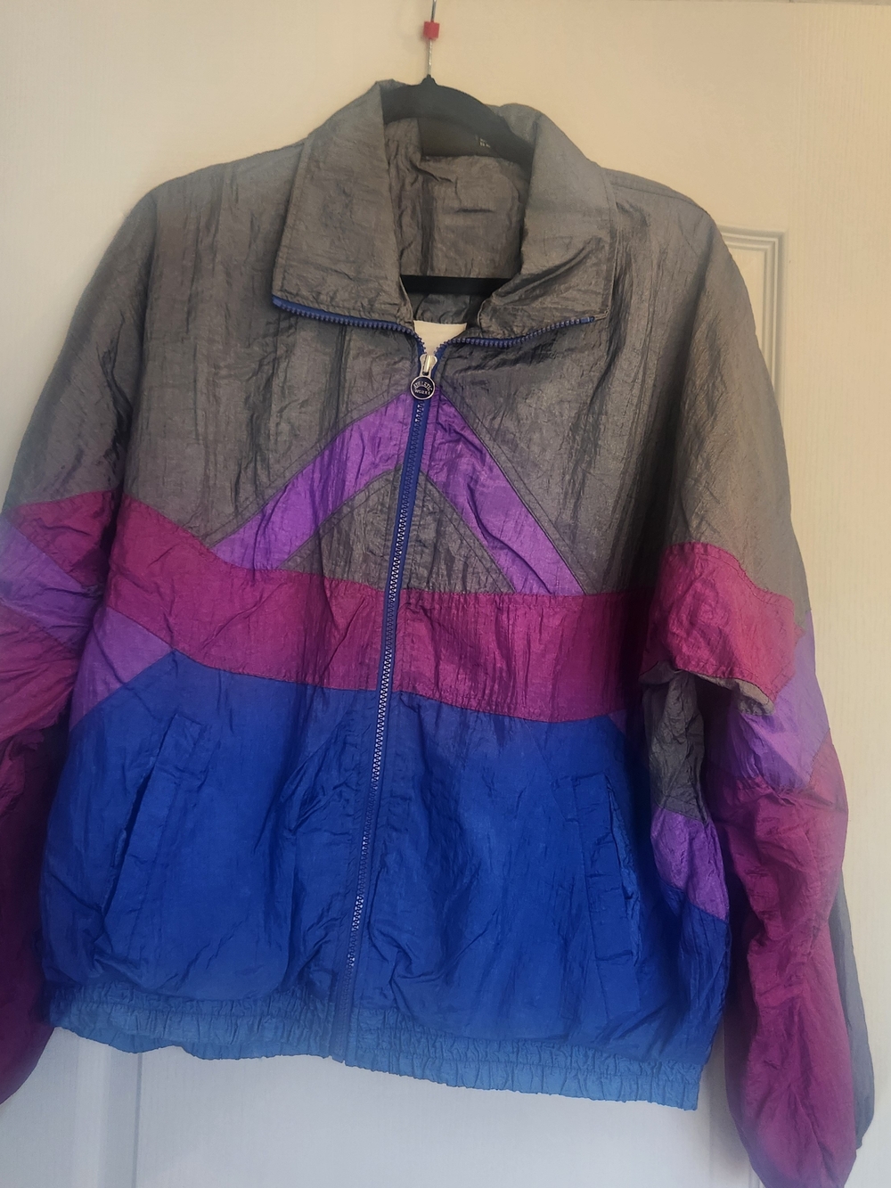 Athletic Works Gray, Purple & Blue Colorblock Ski Jacket L Euc